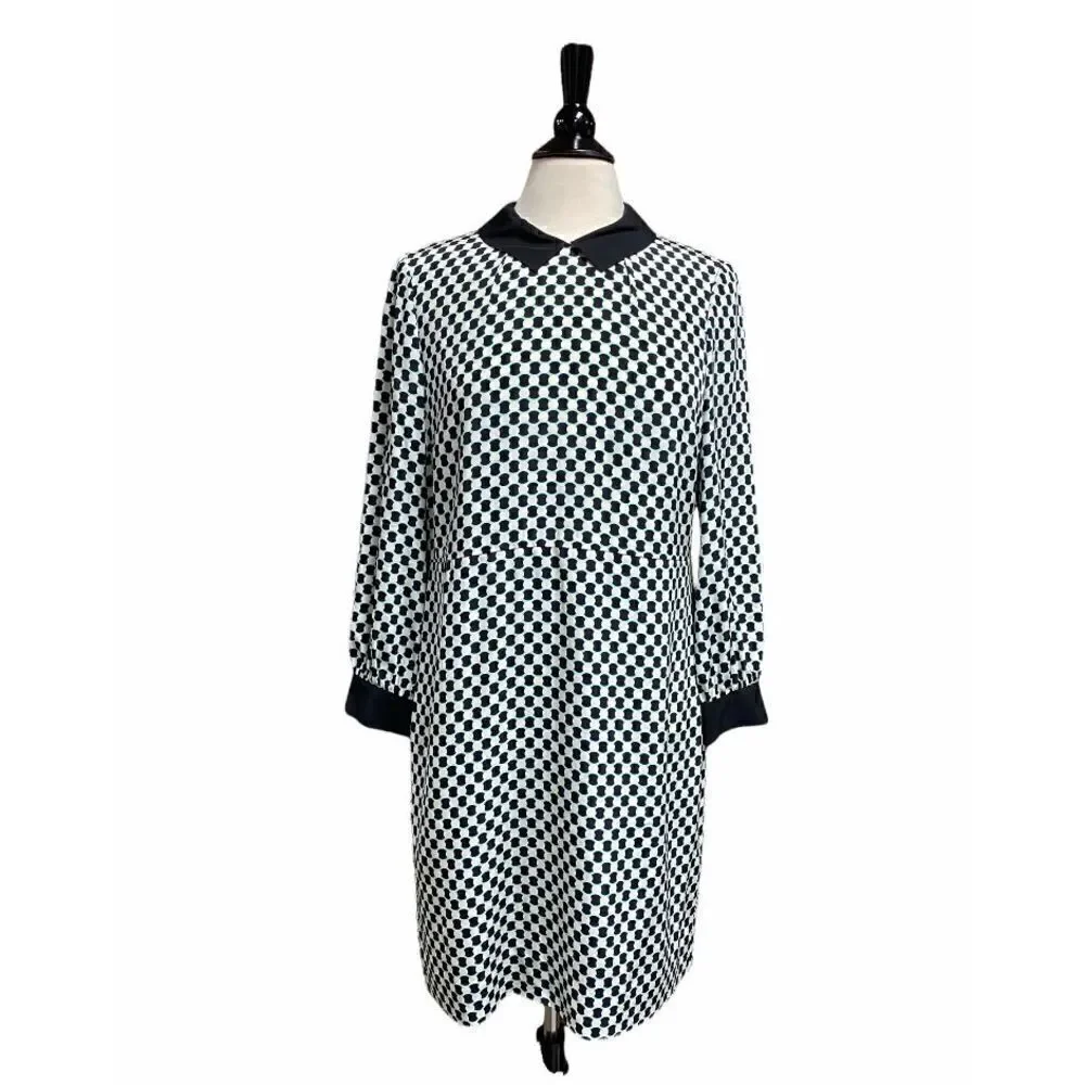 Kate Spade Black-white-Aqua Peter Pan Collar Dress Size 8
